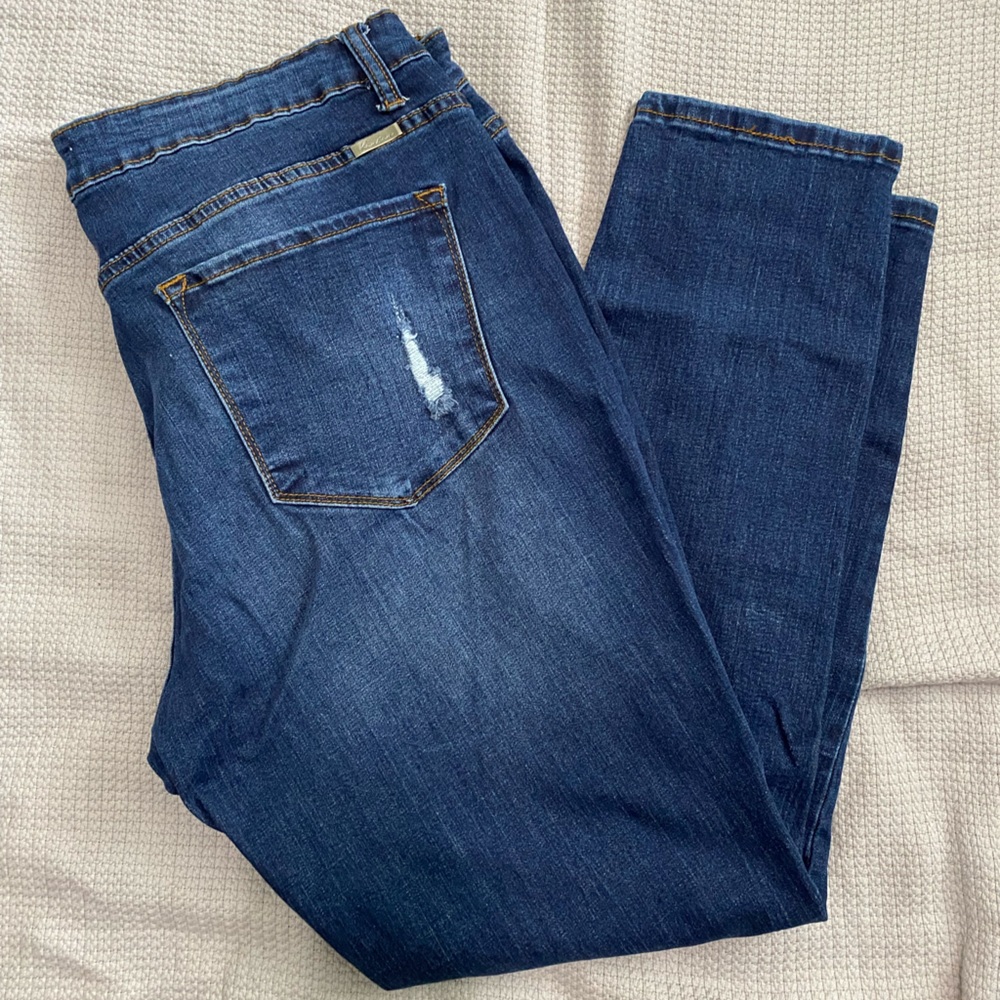 Kan Can Women's Mid Rise Destroyed Skinny Jeans 2XL GUC